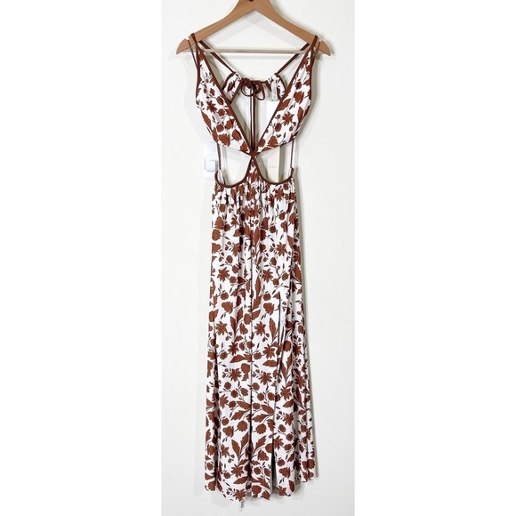 Bec + Bridge Brown White Print Cutout Phillipa Maxi Dress Size 10 US NWT - Picture 4 of 10